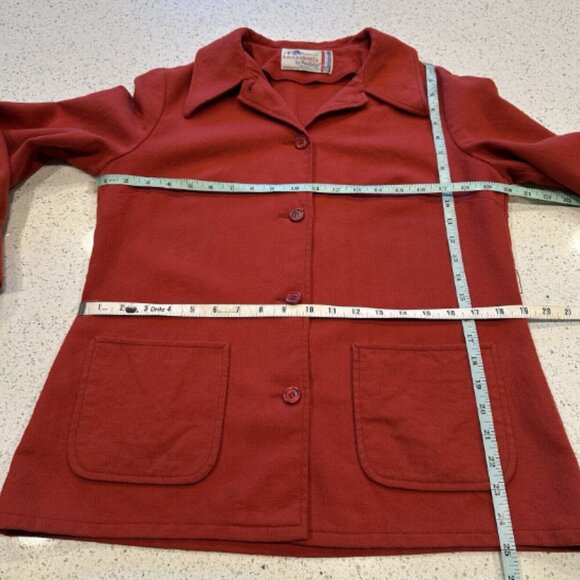 Pendleton Knockabouts Button Up Wool Jacket Women's Medium Red Collared VTG 60s - Picture 7 of 9